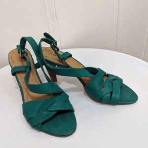 Nine West Teal Turquoise Minerva Sandal Heels